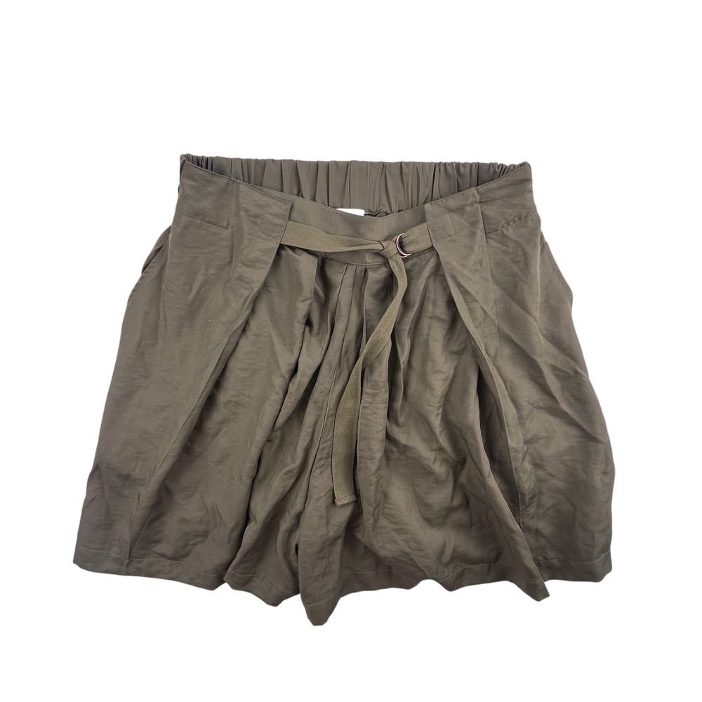 Tiny Anthropologie Women Olive Green Elastic Waist Ring Belted Shorts Size M